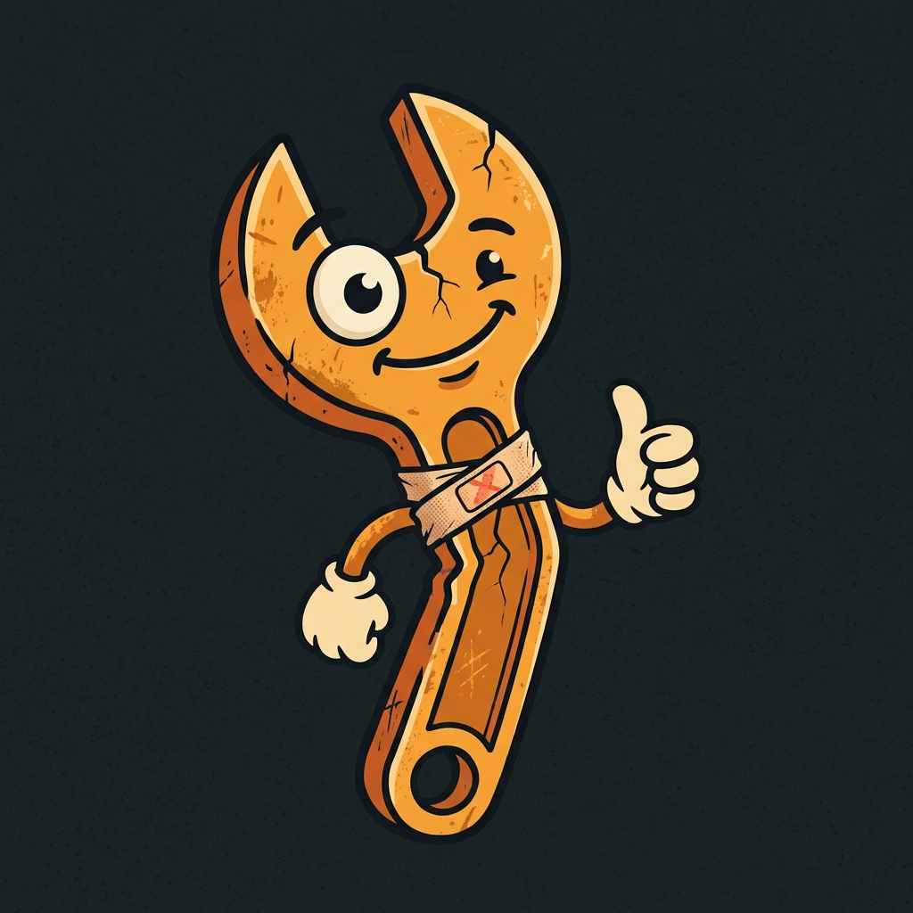 Broken wrench mascot